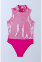 Rose Glitter High Neck Sleeveless Bodysuit