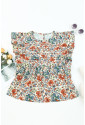Multicolor Vintage Floral Shirred Ruffle Sleeve Blouse