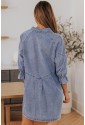 Sky Blue Buttoned Long Sleeve Denim Mini Dress