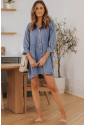 Sky Blue Buttoned Long Sleeve Denim Mini Dress