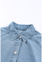 Sky Blue Buttoned Long Sleeve Denim Mini Dress