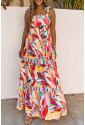 Abstraktné farebné šaty s uväzovateľnými ramienkami