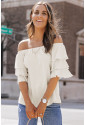  Apricot Tiered Ruffled Half Sleeve Off Shoulder Blouse