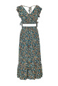 Farebný kvetinový set: top s volánovými ramienkami a dlhá sukňa