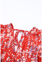 Červený kvetinový set: top s volánovými ramienkami a dlhá sukňa