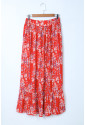 Červený kvetinový set: top s volánovými ramienkami a dlhá sukňa