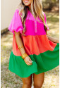 Bavlnené farebné šaty s krátkym rukávom a volánmi