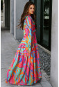 Vzdušné maxi farebné šaty s dlhým rukávom