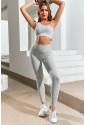 Gray Single Split Shoulder Ribbed Cropped Sports Top