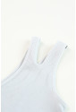 Gray Single Split Shoulder Ribbed Cropped Sports Top