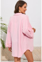 Ružová košeľová bunda z vrúbkovaného materiálu
