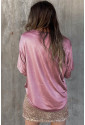 Saténové ružové  tričko s krátkymi rukávmi 