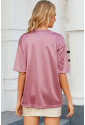 Saténové ružové  tričko s krátkymi rukávmi 