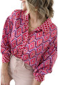 Originálna ružová košeľa s abstraktným vzorom 