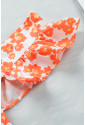 Orange Floral Print Square Neck Ruffle Tank Top