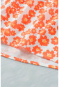 Orange Floral Print Square Neck Ruffle Tank Top