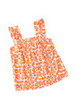 Orange Floral Print Square Neck Ruffle Tank Top