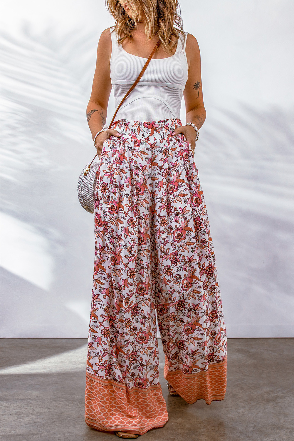 Floral High Waisted Wide Leg Pants