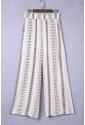 Beige Geometric Pattern Print Shirred Wide Leg Pants