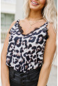 Leopard Eyelash Lace Trim Adjustable Shoulder Straps Bodysuit
