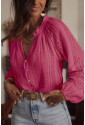 Rose  V-Neck Long Sleeve Button Up Lace Shirt