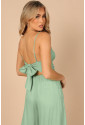 Green Spaghetti Straps Backless Knot Wide-Leg Jumpsuit