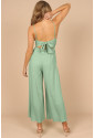 Green Spaghetti Straps Backless Knot Wide-Leg Jumpsuit