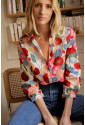 Bavlnená farebná košeľa s abstraktným kvetinovým vzorom 
