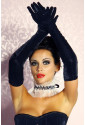 Black opera length velvet gloves