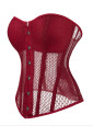 Gothic red mesh corset RAVENA with baskets