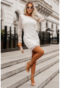 Priliehavé biele šaty s krajkou a dlhým rukávom 