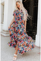 Dlhé farebné šaty s kvetinovým vzorom 