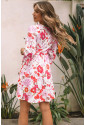 V Neck 3/4 Sleeve Floral Dress