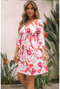 V Neck 3/4 Sleeve Floral Dress