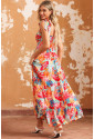 Tropické farebné šaty s uväzovateľnými ramienkami
