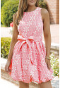 Krátke ružové šaty s riasenou sukňou
