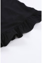 Čierne šaty s polodlhým rukávom a volánmi