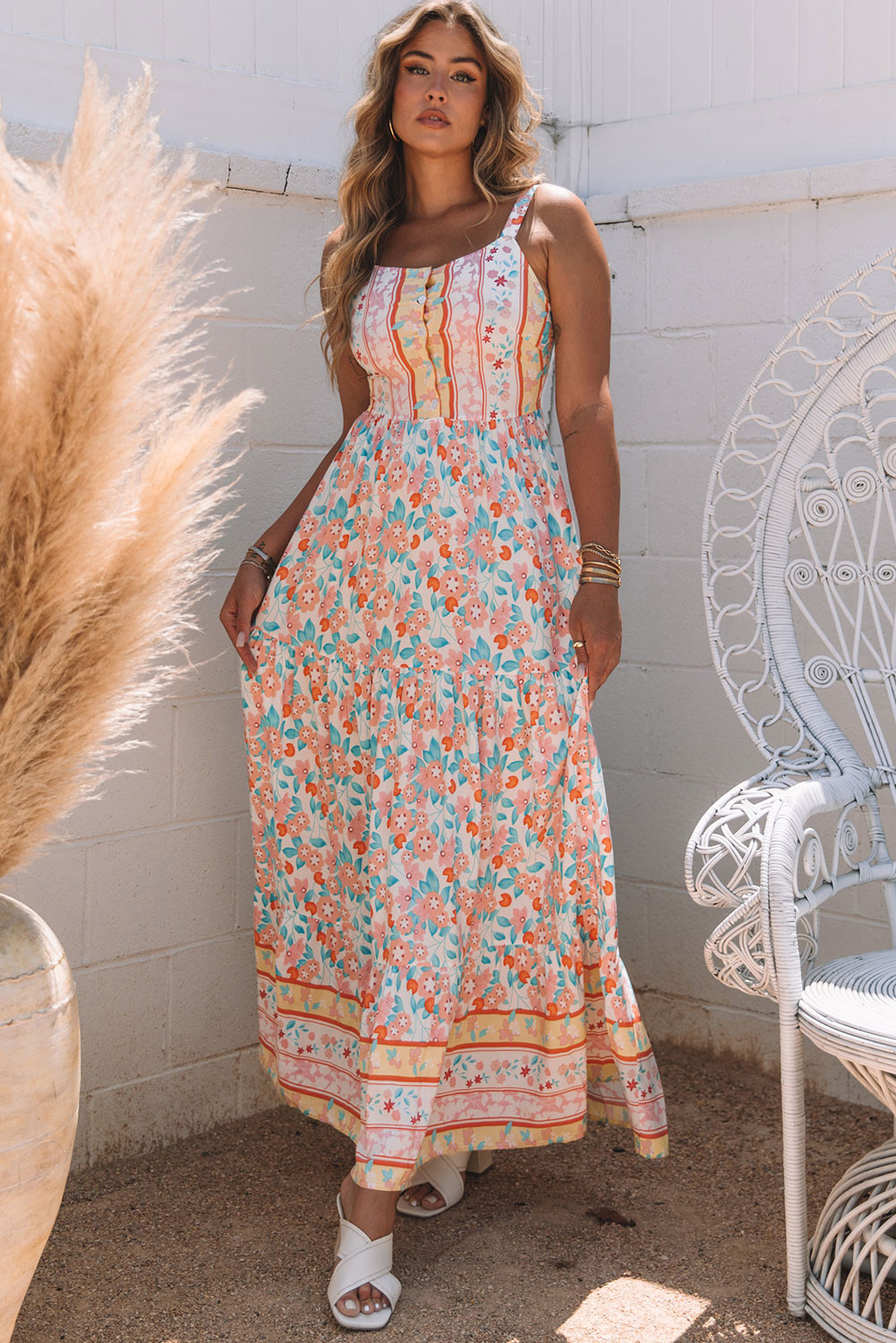 Orange boho hot sale maxi dress