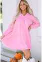 Mušelínové ružové šaty s dlhým rukávom