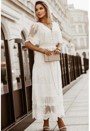 Prekrásne dlhé biele spoločenské šaty SIMONA