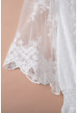 Maxi white vintage prom dress with lace sleeves SIMONA