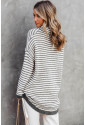 Gray Striped Turtleneck Loose Sweater