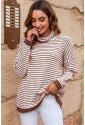 Brown Striped Turtleneck Loose Sweater