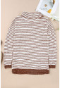 Brown Striped Turtleneck Loose Sweater