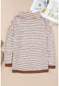 Brown Striped Turtleneck Loose Sweater