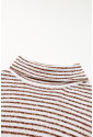 Brown Striped Turtleneck Loose Sweater