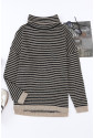 Black Striped Turtleneck Loose Sweater