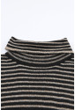 Black Striped Turtleneck Loose Sweater