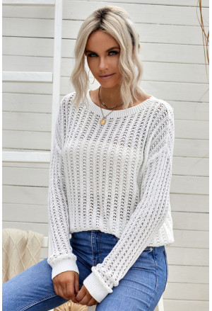 Hollow-out Drop Shoulder Knitted Sweater