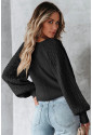 Black Pearl Embellished Puff Sleeve V Neck Cardigan